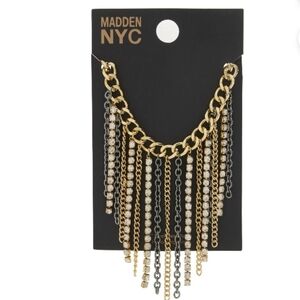 MADDEN NYC TWO TONE WESTERN FRINGE CRYSTAL NECKLACE